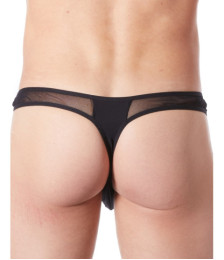 String noir sexy avec fine résille - LM805-57BLK